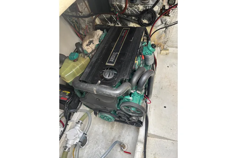  Yacht Photos Pics Engine compartment of a 2009 Kelsall 58 KSS with Volvo Penta engine.