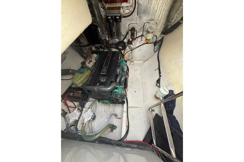  Yacht Photos Pics Engine room of 2009 Kelsall 58 KSS with visible machinery and components.