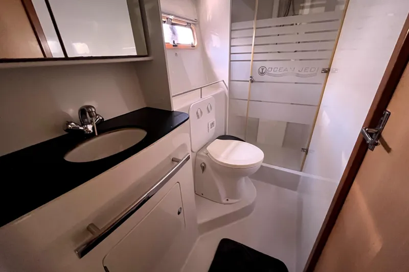  Yacht Photos Pics Luxurious bathroom in 2009 Kelsall 58 KSS yacht with modern fixtures and shower.