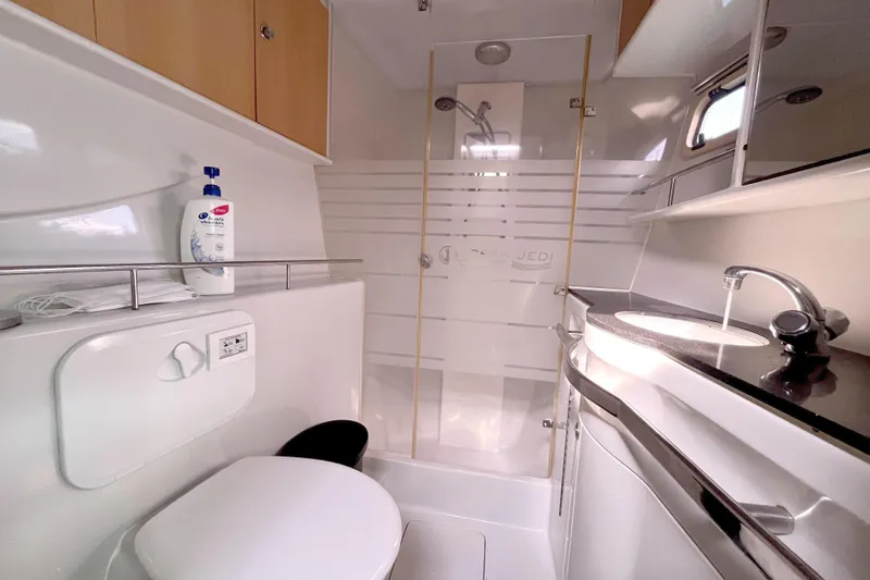  Yacht Photos Pics Luxurious bathroom in 2009 Kelsall 58 KSS yacht with modern fixtures and shower.