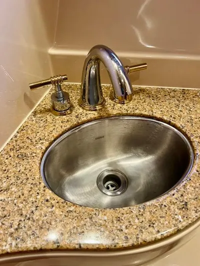  Yacht Photos Pics Stainless steel sink with granite countertop in 2009 Meridian 391 Sedan.