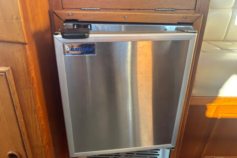 Maximon Yacht Photos Pics Stainless steel Raritan fridge on 1989 Grand Banks 46 Classic yacht.