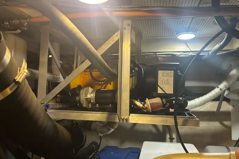 Maximon Yacht Photos Pics Engine room of 1989 Grand Banks 46 Classic yacht with mechanical components.