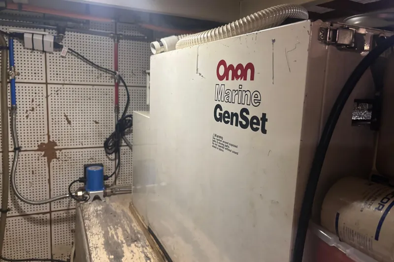 Maximon Yacht Photos Pics Onan Marine GenSet in 1989 Grand Banks 46 Classic engine room.