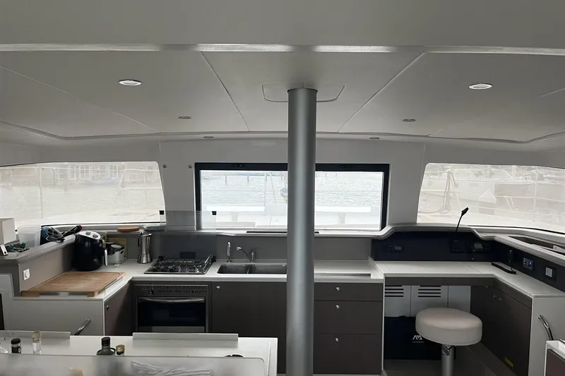  Yacht Photos Pics Modern kitchen interior of 2020 Bali 4.3 catamaran with sleek design and appliances.