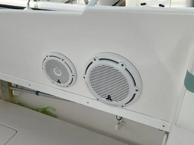  Yacht Photos Pics 2018 Intrepid 375 Walkaround boat speakers and interior detail.