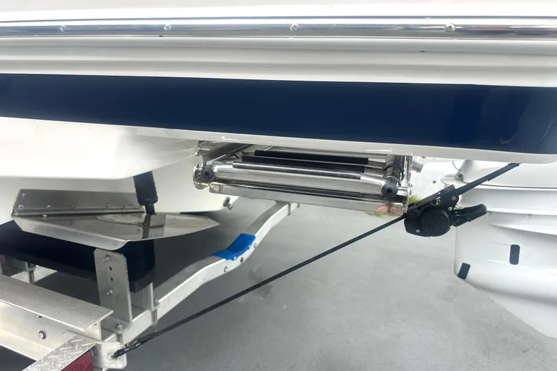  Yacht Photos Pics 2025 Regal 26 XO boat stern with ladder and trim tab details.