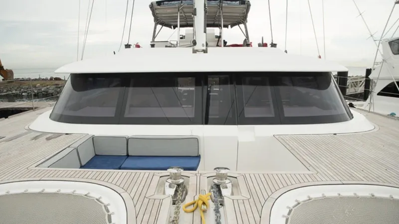 Kailua Yacht Photos Pics 2018 Sunreef 74C catamaran with sleek design and spacious deck area.