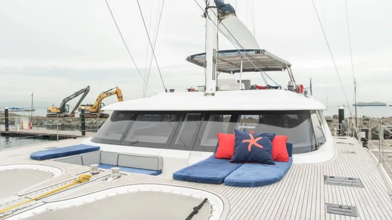 Kailua Yacht Photos Pics Luxurious 2018 Sunreef 74C yacht with spacious deck and comfortable seating.