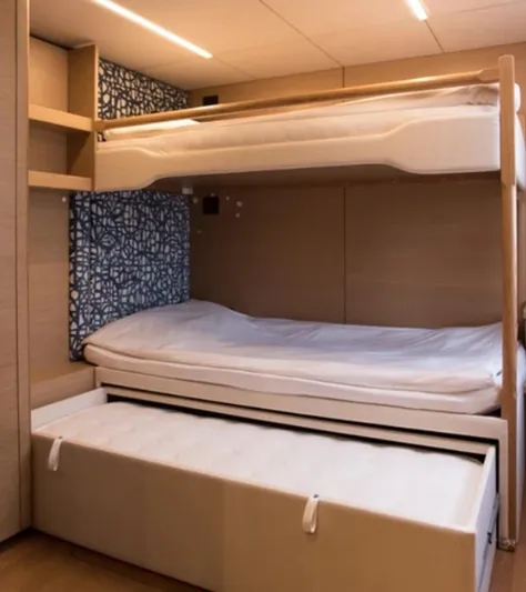 Kailua Yacht Photos Pics Bunk beds in 2018 Sunreef 74C yacht cabin with modern design and storage.