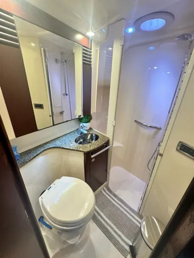  Yacht Photos Pics 2007 Sea Ray 44 Sedan Bridge bathroom with modern fixtures and shower.
