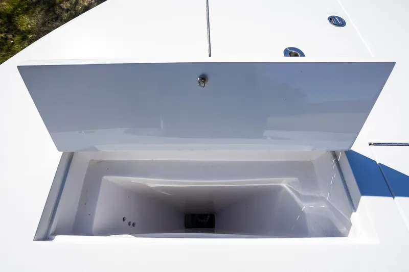 Hot Rod Yacht Photos Pics Open storage compartment on 2005 French Yachts 34 Center Console boat.