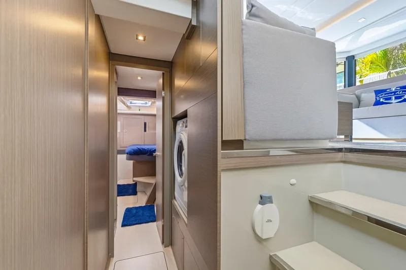 Better Now Yacht Photos Pics Interior of 2023 Leopard 46 Powercat yacht, featuring modern design and cozy living space.