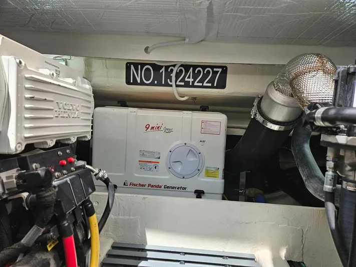  Yacht Photos Pics Engine room of 2022 Tiara Yachts C39 Coupe with Fischer Panda generator.
