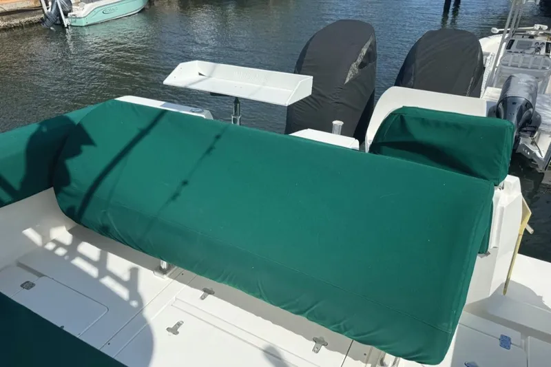 Cat Five Yacht Photos Pics Storage covers on aft seat, coaming pads, engine covers