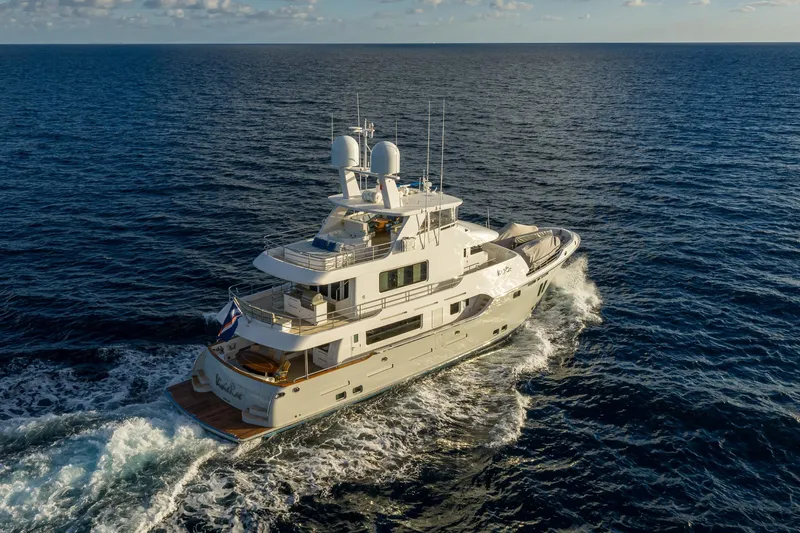  Yacht Photos Pics Luxurious 2017 Nordhavn 96 yacht cruising on open ocean waters.