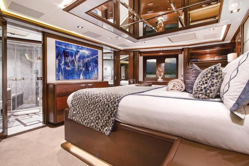  Yacht Photos Pics Luxurious 2017 Nordhavn 96 yacht bedroom with elegant decor and modern amenities.