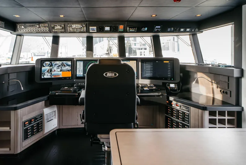 Bering 65 Explorer Yacht Yacht Photos Pics Bridge of 2026 Bering 65 yacht with advanced navigation systems and controls.