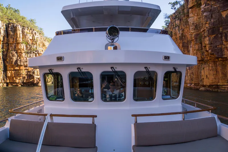 Bering 65 Explorer Yacht Yacht Photos Pics Bering 65 yacht cruising through scenic canyon, 2026 model.