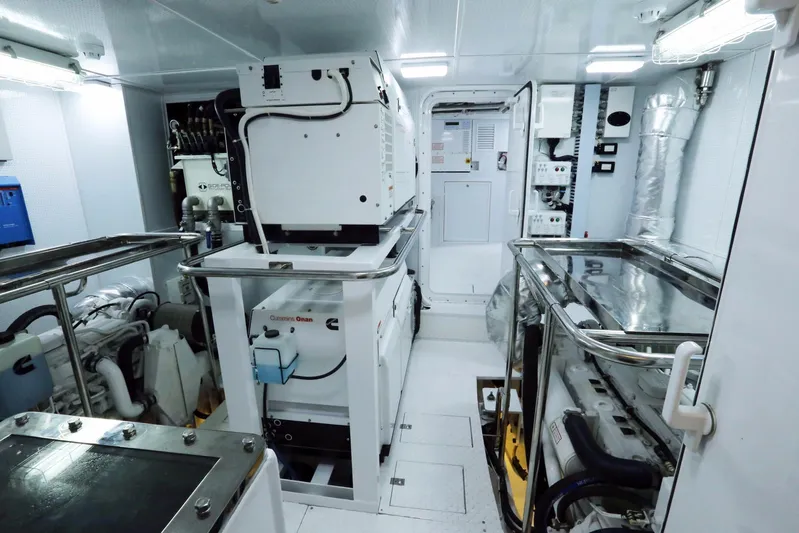 Bering 65 Explorer Yacht Yacht Photos Pics Engine room of 2026 Bering 65 yacht, featuring advanced machinery and equipment.