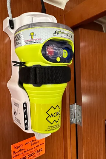 Traveller Two Yacht Photos Pics EPIRB device on 2012 Beneteau Oceanis 45 yacht for emergency signaling.