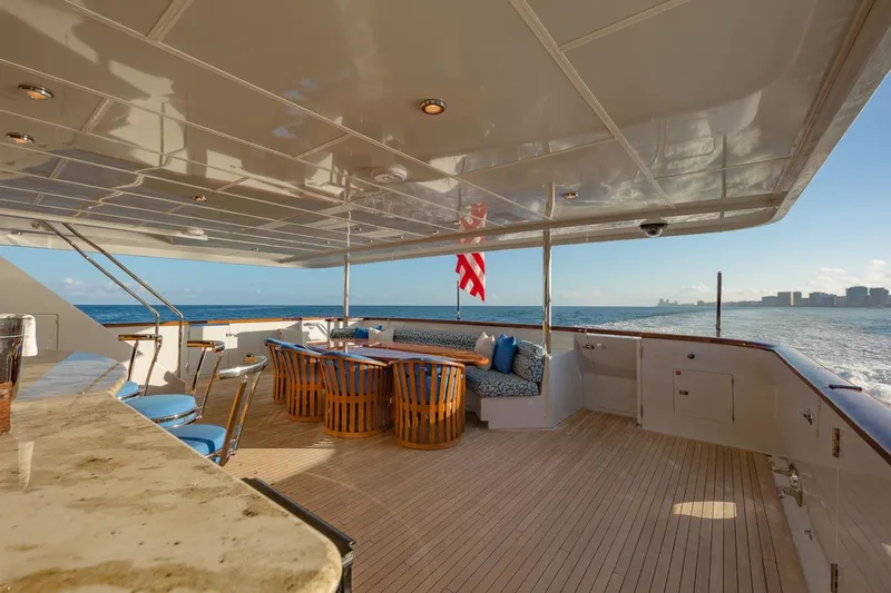 I Love This Boat Yacht Photos Pics Luxurious 2002 Christensen Tri Deck yacht with elegant outdoor seating and ocean view.