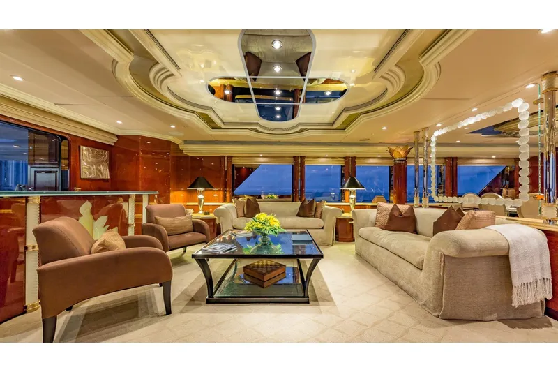 I Love This Boat Yacht Photos Pics Luxurious interior of 2002 Christensen Tri Deck yacht with elegant seating and decor.