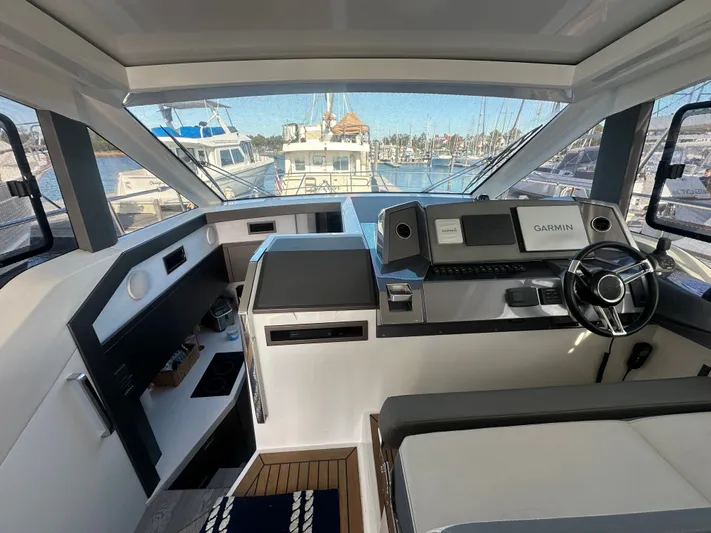  Yacht Photos Pics Interior view of 2020 Galeon 425 HST with modern helm console.
