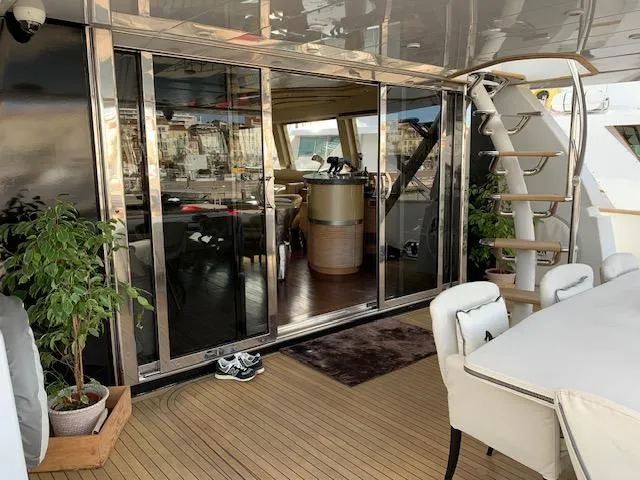  Yacht Photos Pics Luxurious Mondomarine Custom yacht interior with elegant seating and plants, built in 1995.