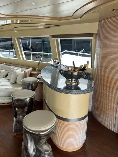  Yacht Photos Pics Luxurious Mondomarine Custom yacht interior with elegant bar and seating, 1995 model.