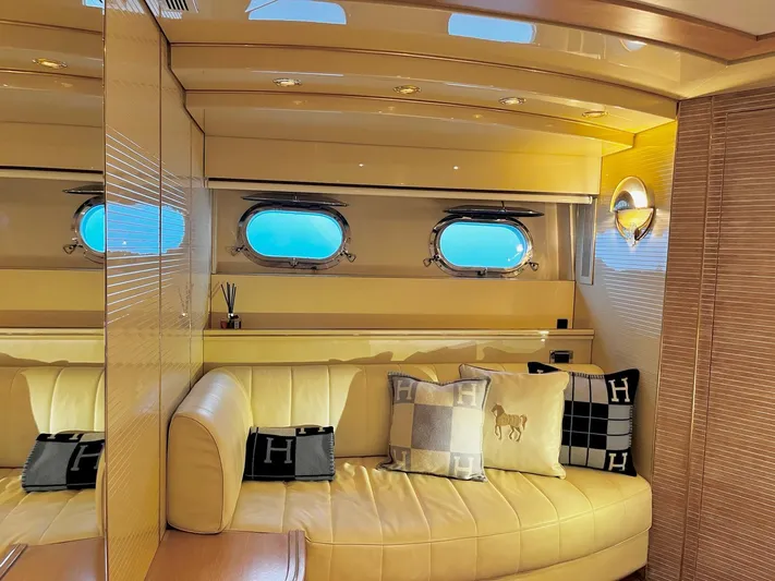  Yacht Photos Pics Luxurious Mondomarine Custom yacht interior with plush seating and elegant decor, built in 1995.