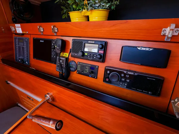 **4806tw Yacht Photos Pics Control panel of a 2017 Dehler 42c yacht with navigation and communication equipment.