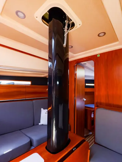 **4806tw Yacht Photos Pics Interior of 2017 Dehler 42c yacht with sleek wood finish and modern design.