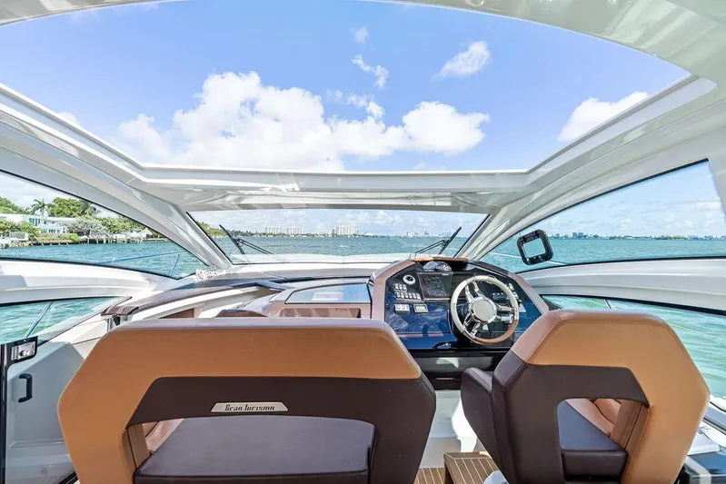 Two Segals Yacht Photos Pics 2019 Beneteau Gran Turismo 46 yacht cockpit with panoramic ocean view.