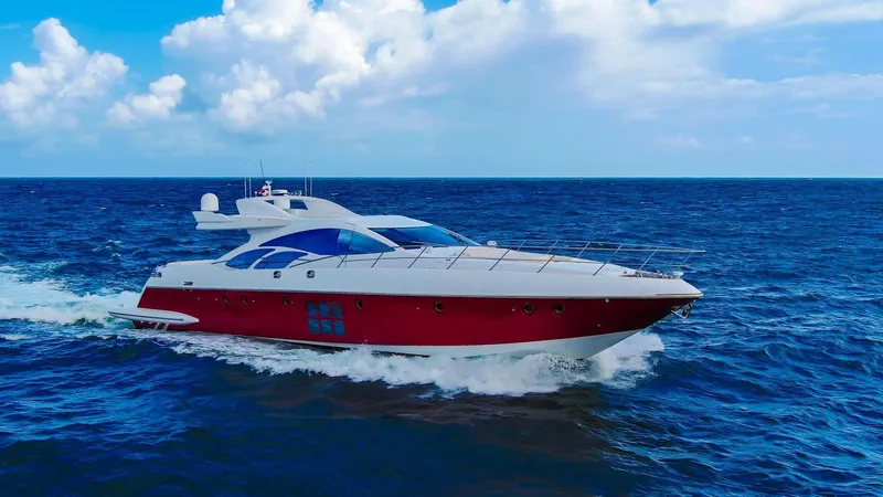  Yacht Photos Pics Luxury Azimut 86S yacht cruising on open sea under blue sky, 2010 model.