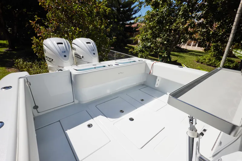  Yacht Photos Pics 2024 Contender 35 ST boat with dual Yamaha V8 engines, spacious deck, and sleek design.