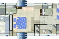 Manufacturer Provided Image: Pershing 70 Lower Deck Layout Plan