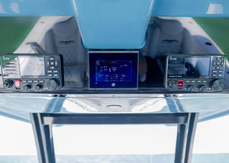  Yacht Photos Pics Control panel of 2025 Invincible 43 Open Fisherman with navigation and communication systems.