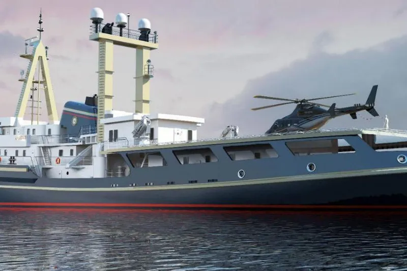  Yacht Photos Pics Expedition vessel with helicopter on deck, SCHICHAU UNTERWESER AG, 253ft, 1974 model.