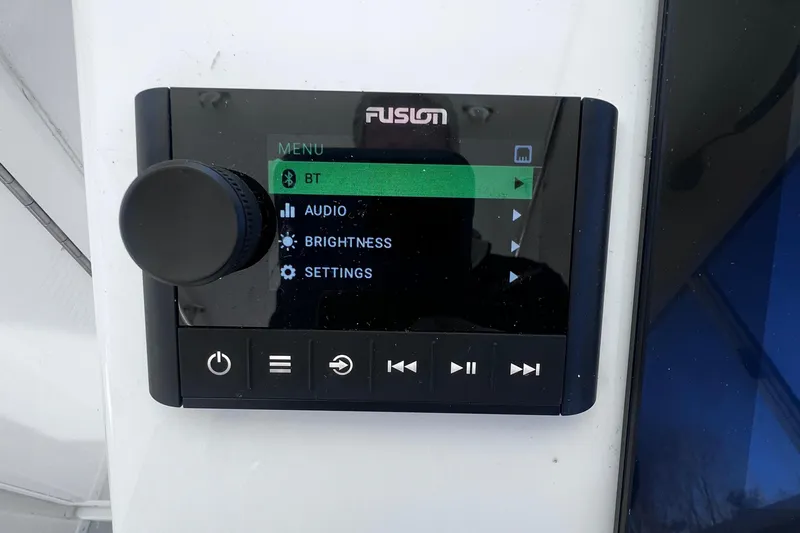  Yacht Photos Pics Fusion audio control panel on 2022 Steiger Craft 31 Chesapeake boat.