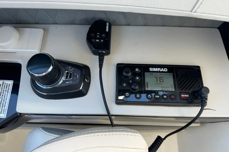 C3 Yacht Photos Pics Control panel of 2022 Sea Ray SLX 400 Outboard with Simrad marine electronics.