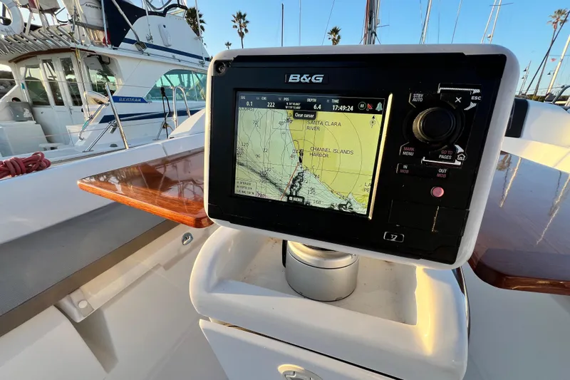  Yacht Photos Pics Navigation system on 2014 Jeanneau 379 sailboat, displaying Channel Islands Harbor map.