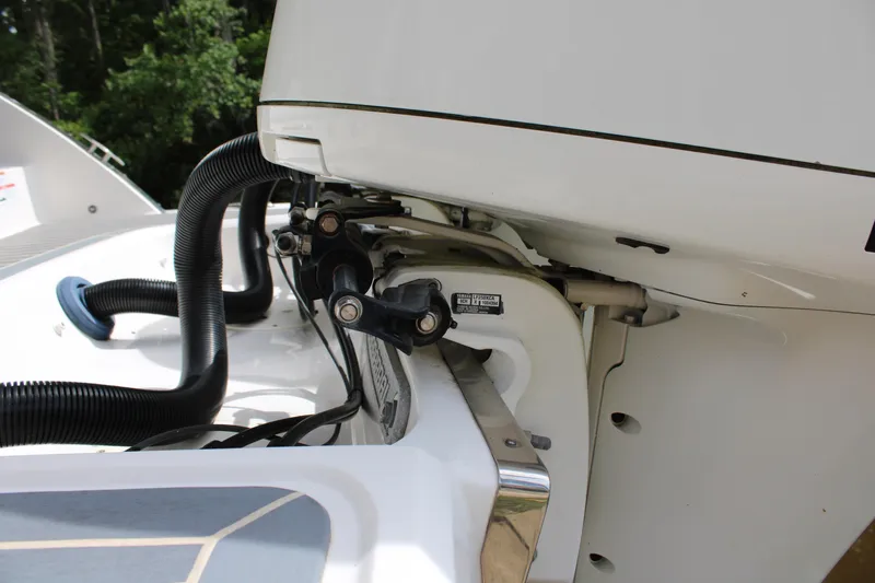  Yacht Photos Pics 2021 Chaparral 280 OSX boat engine detail with cables and components.
