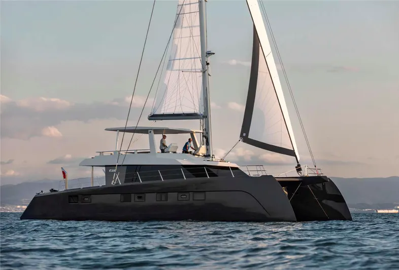 Elif Yacht Photos Pics Luxury Soyaslan CAT63 yacht sailing on calm waters, 2022 model.