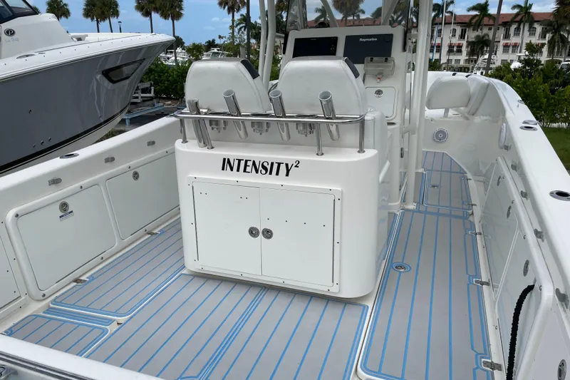 Intensity 2 Yacht Photos Pics 2015 Century 2901 Center Console boat with sleek deck and dual seating.
