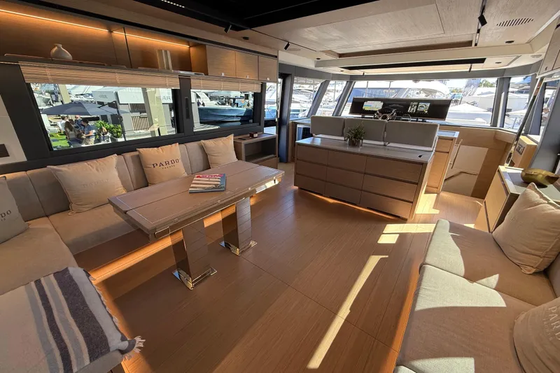  Yacht Photos Pics Luxurious interior of 2026 Pardo Yachts GT75, featuring modern design and spacious seating.