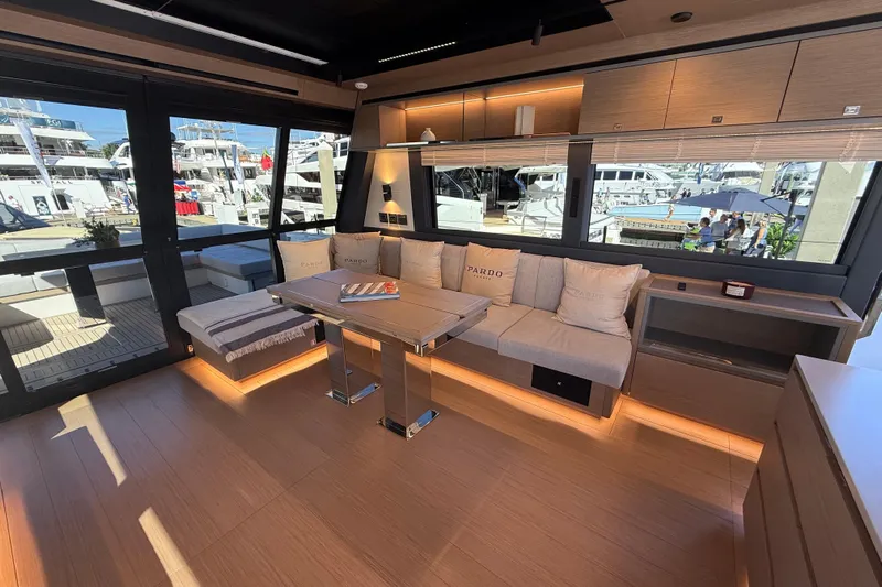  Yacht Photos Pics Luxurious interior of 2026 Pardo Yachts GT75 with elegant seating and modern design.