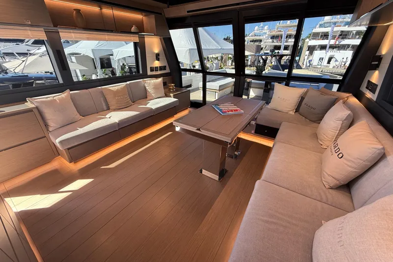  Yacht Photos Pics Luxurious interior of 2026 Pardo Yachts GT75 with elegant seating and modern design.