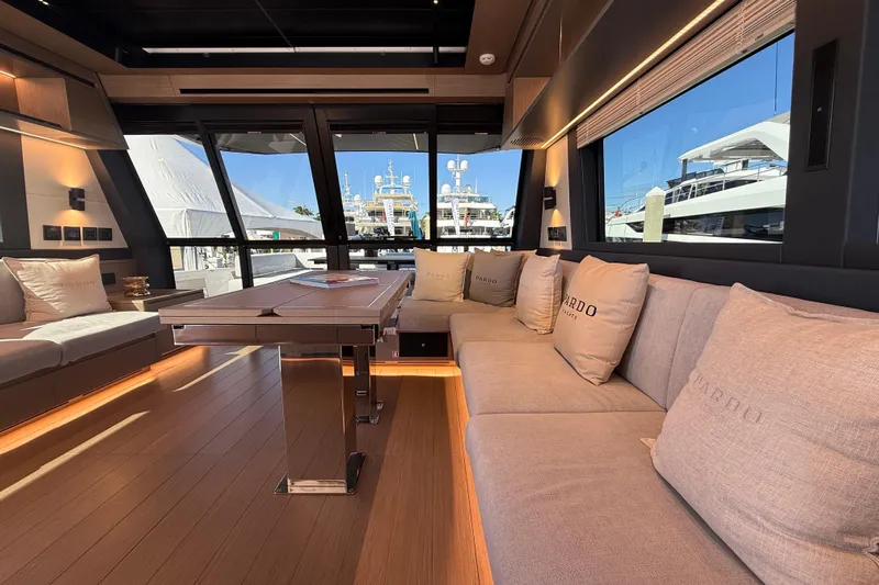  Yacht Photos Pics Luxurious interior of 2026 Pardo Yachts GT75 with elegant seating and modern design.