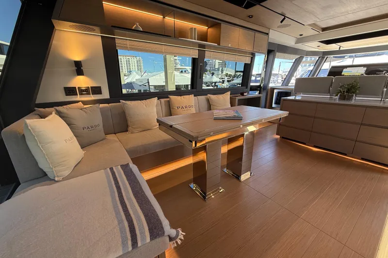  Yacht Photos Pics Luxurious interior of 2026 Pardo Yachts GT75 with elegant seating and modern design.